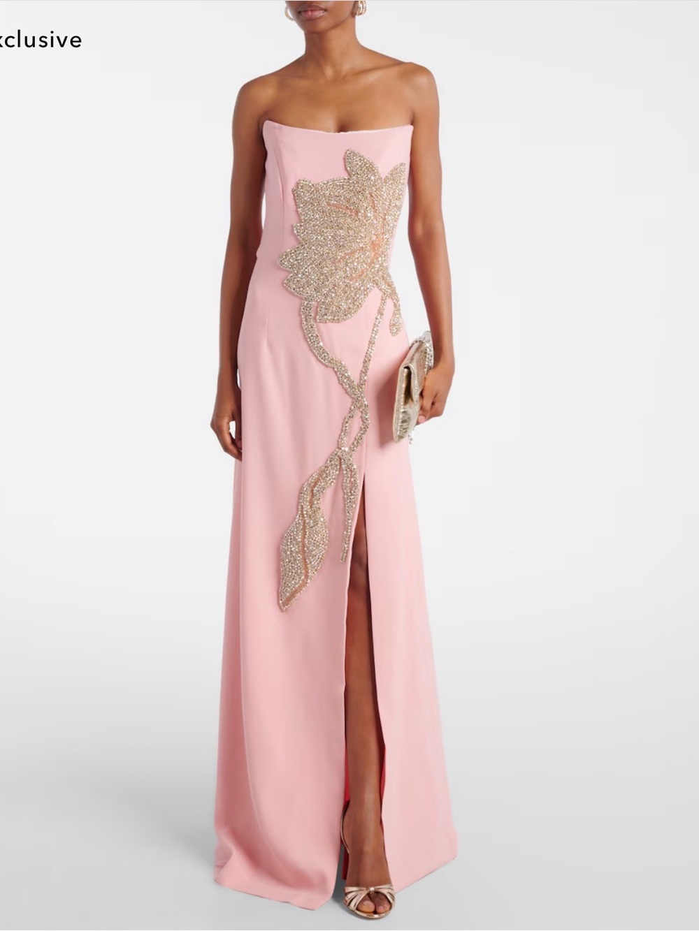 Costarellos Fara floral-appliqué crêpe gown
